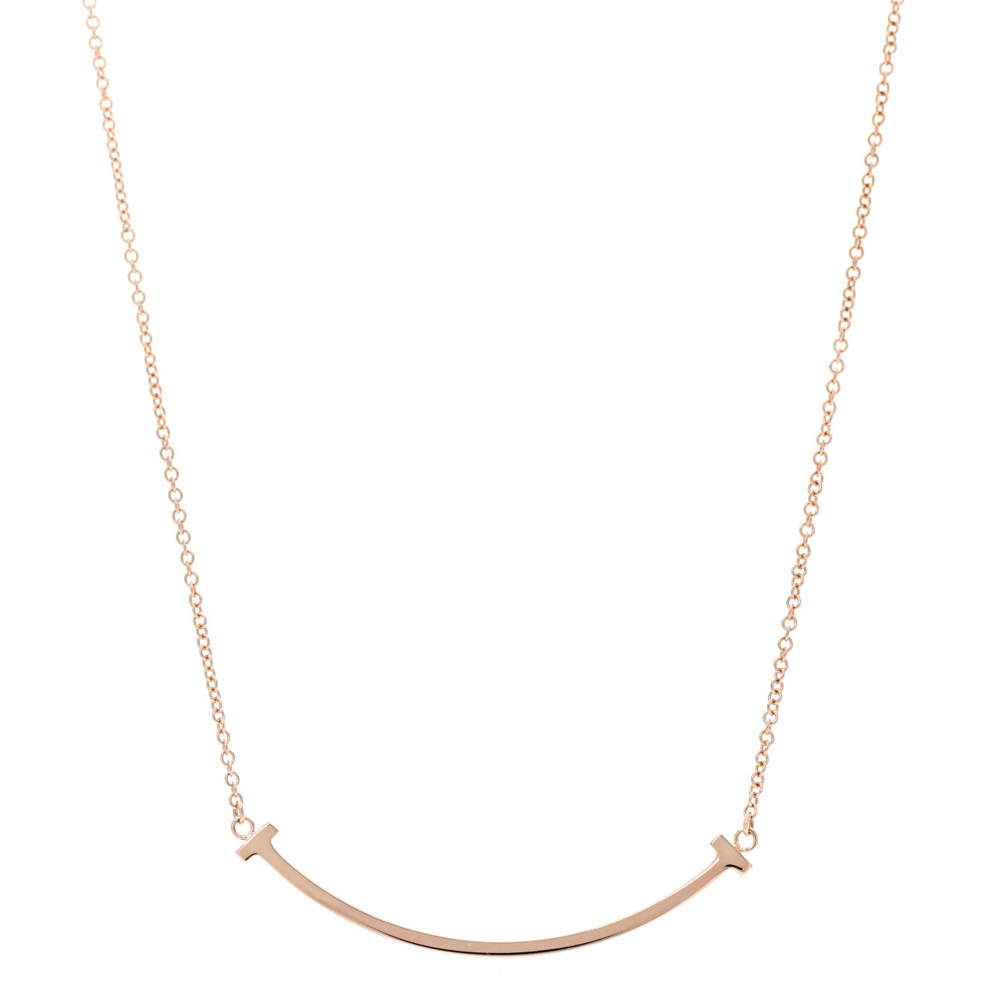 18K Rose Gold Small T Smile Pendant Necklace