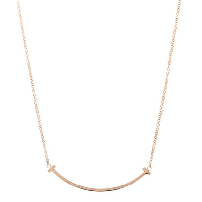 Tiffany 18K Rose Gold Small T Smile Pendant Necklace 1 of 6