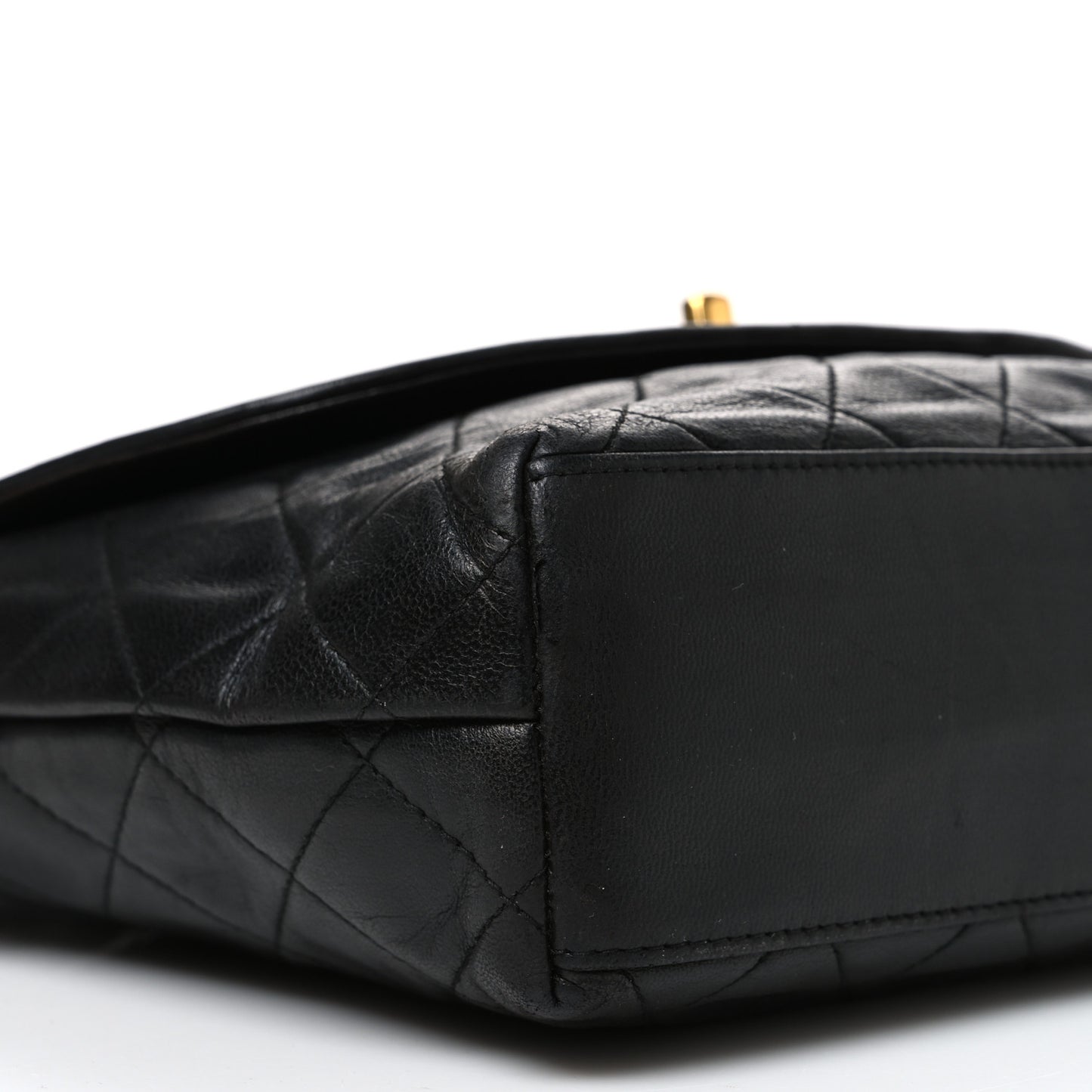 Lambskin Quilted Flap Shoulder Bag Black