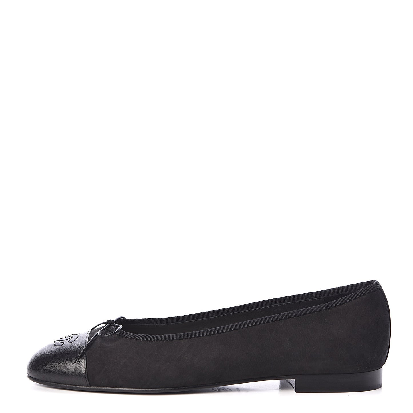 Suede Lambskin Cap Toe CC Ballerina Flats 41 Black