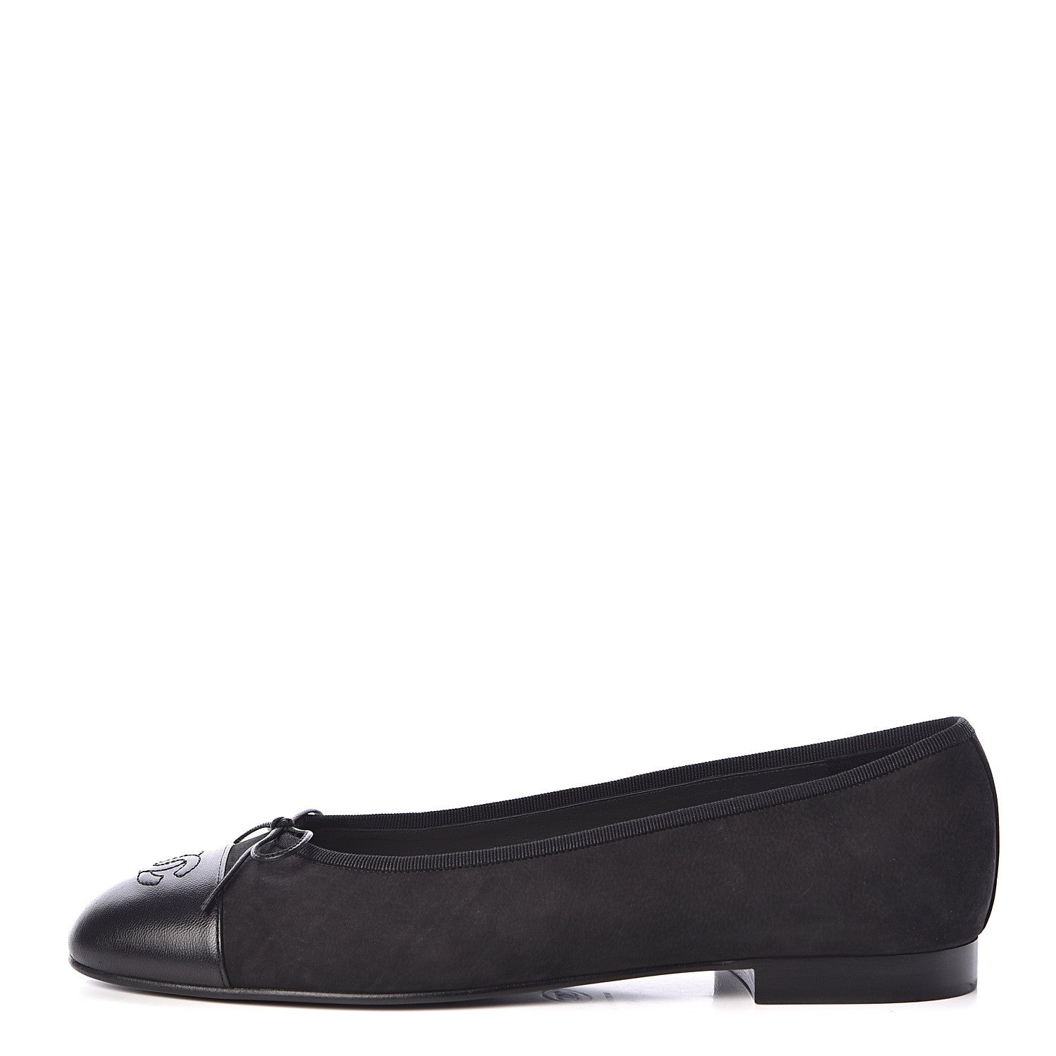 Chanel Suede Lambskin Cap Toe CC Ballerina Flats 41 Black 1 of 9