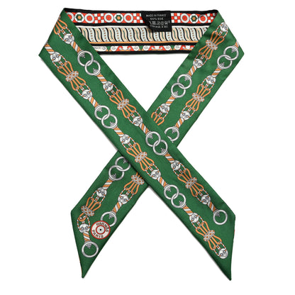 Hermes Silk Harnais En Rosace Twilly Vert Beige Vermillion 1 of 4