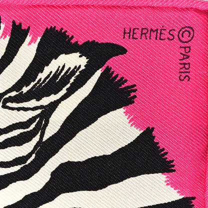 Hermes Silk Carre Zebra Pegasus Nano Scarf 20 Rose Bonbon Black White 2 of 4