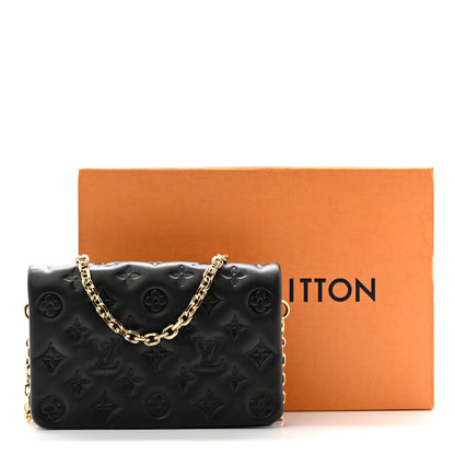 Louis Vuitton Lambskin Embossed Monogram Pochette Coussin Black 18 of 18