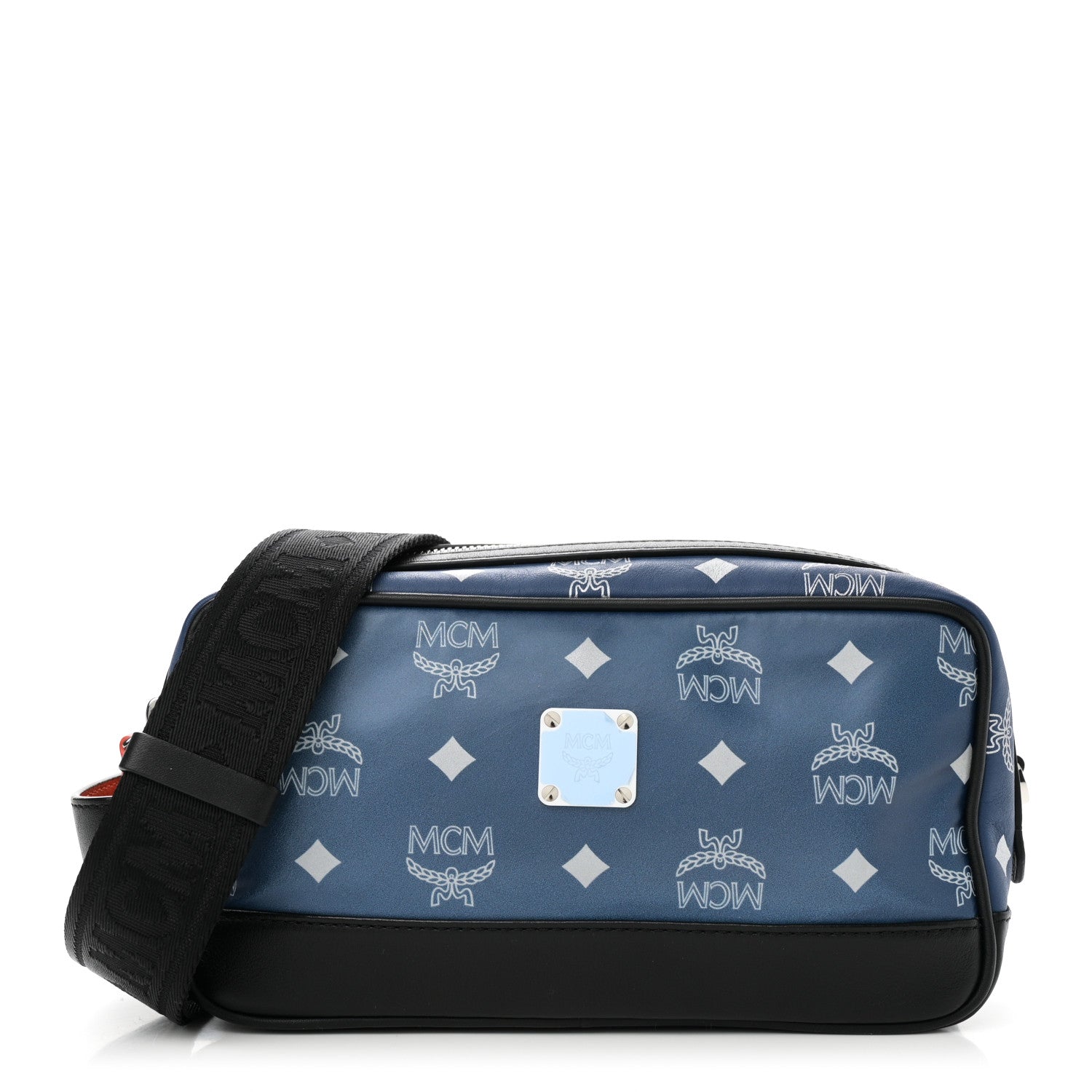MCM Visetos Reflective Nylon Small Crossbody Estate Blue 1 of 9