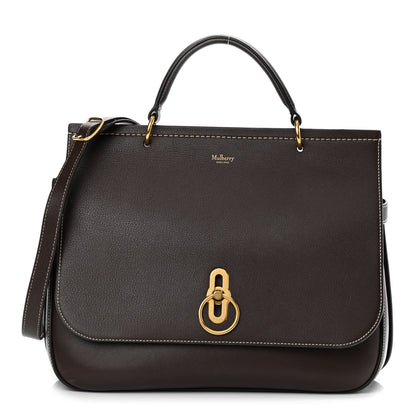 Mulberry Natural Grain Leather Amberley Satchel Chocolate 1 of 13