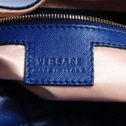 Versace Leather Quilted Vanitas Bag Midnight Blue 6 of 7