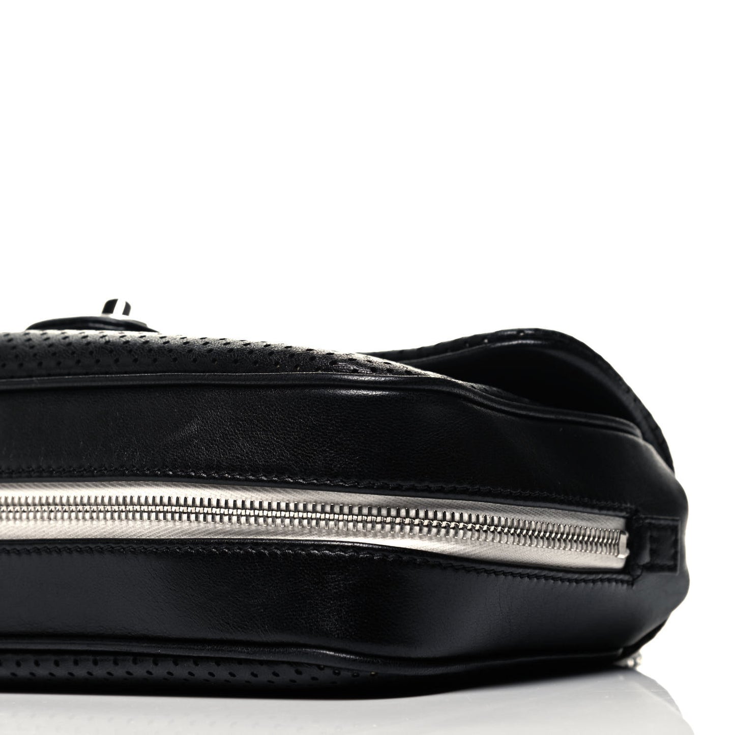 Lambskin Perforated Medium Baseball Spirit Flap Black