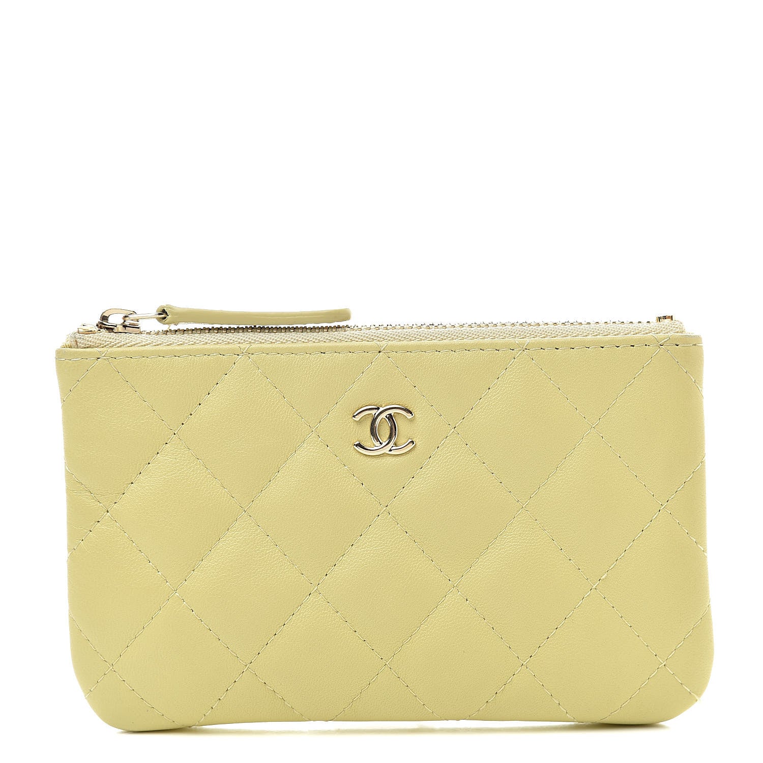 Chanel Lambskin Quilted Small Cosmetic Case Yellow 1 of 10