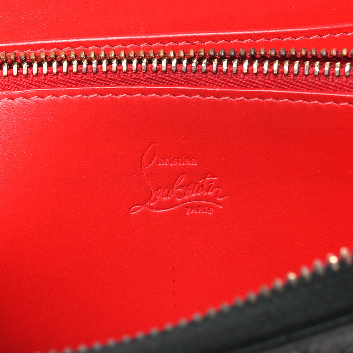 Christian Louboutin Calfskin Panettone Spiked Zip Around Wallet Black Gold 6 of 11