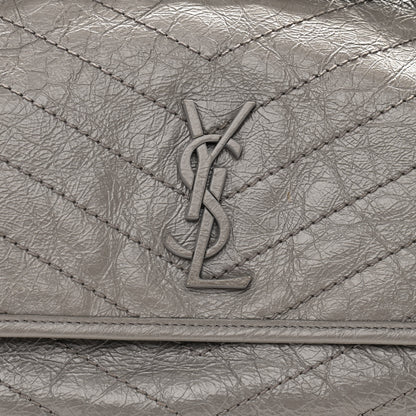 Saint Laurent Crinkled Calfskin Matelasse Monogram Large Niki Chain Satchel Fog 8 of 10