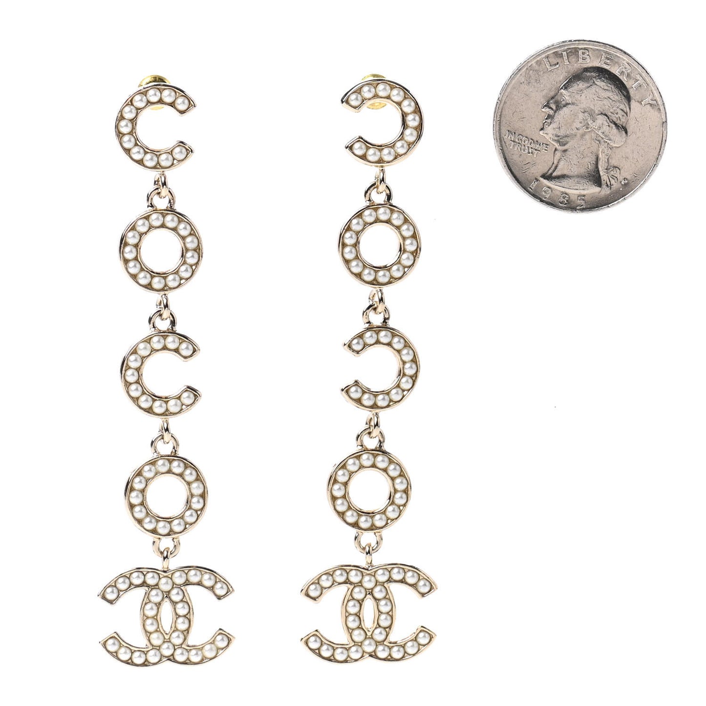Pearl Coco Drop Earrings Gold