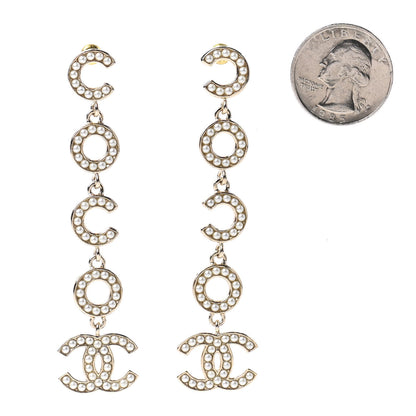 Chanel Pearl Coco Drop Earrings Gold 2 of 4
