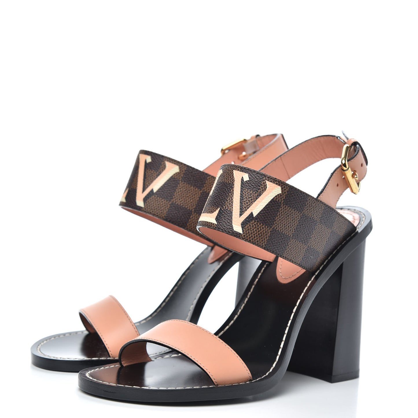 Calfskin Damier Ebene Passenger Heeled Sandals 39