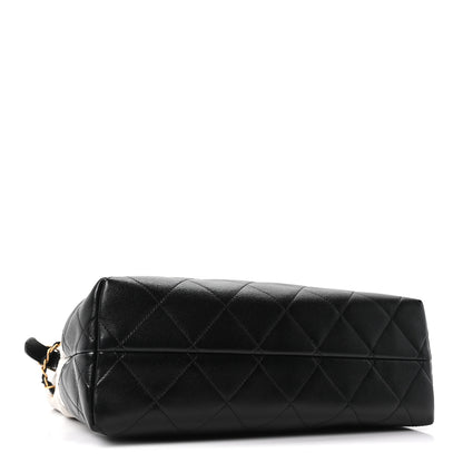 Chanel Suede Calfskin Shiny Lambskin Quilted Small Coco Base Shopping Bag Grey Black 6 of 21