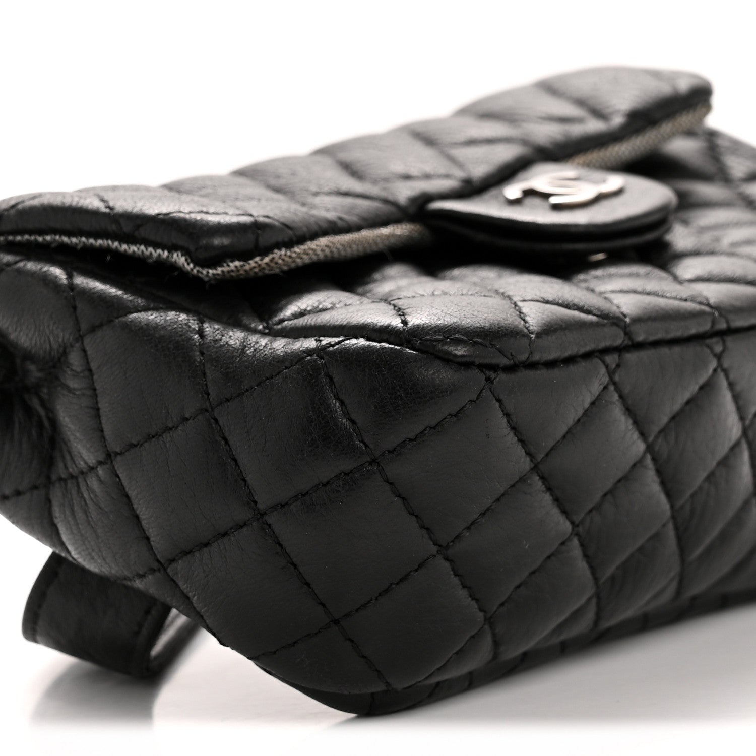 Chanel Grained Calfskin Quilted CC Uniform Flap Belt Bag Black 9 of 15