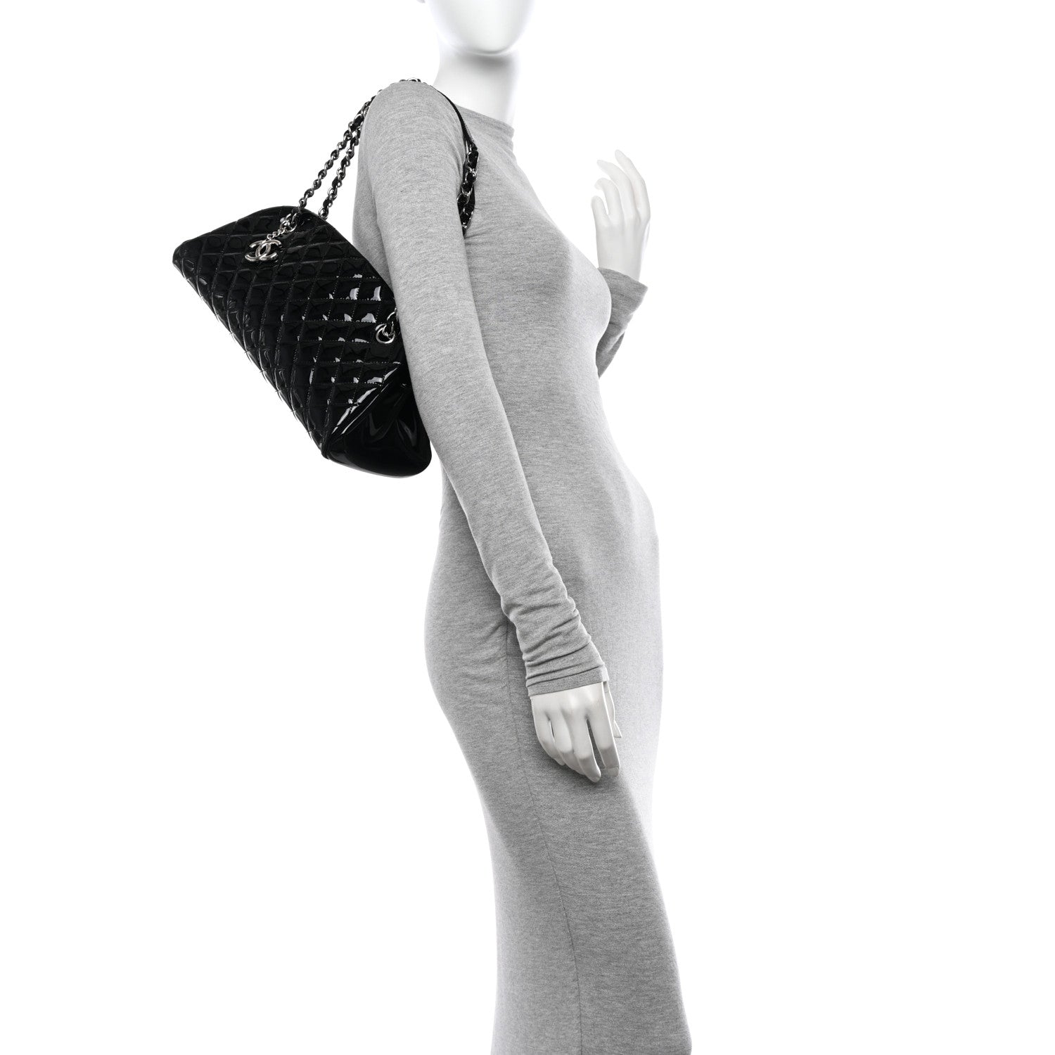 Chanel Patent Quilted Medium Just Mademoiselle Bowling Bag Black 2 of 12