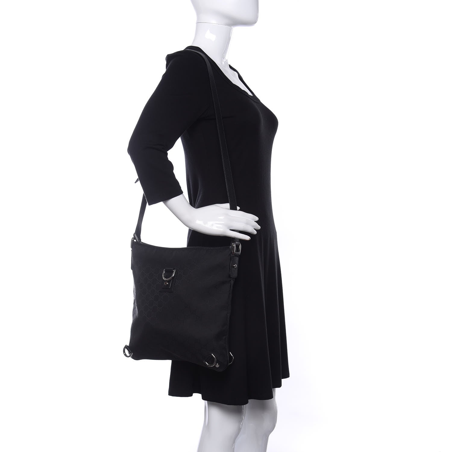 Gucci Monogram Abbey Messenger Bag Black 2 of 10