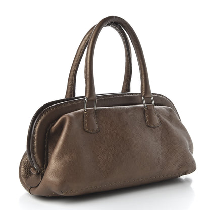 Fendi Metallic Calfskin Romano Selleria Adele 1328 Bag Brown 3 of 9