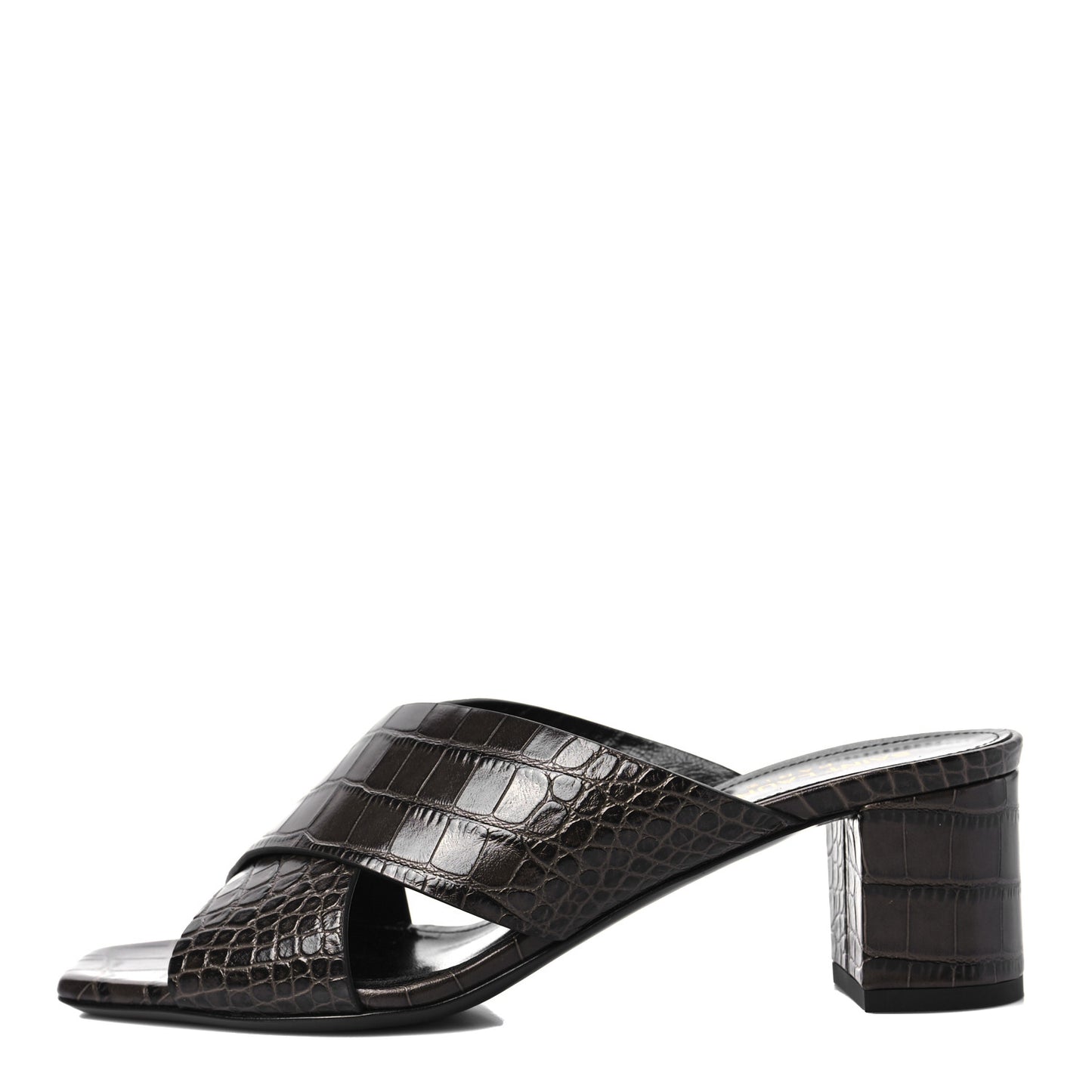 Crocodile Embossed Calfskin LouLou Mule Sandals 36.5 Ultra Grey