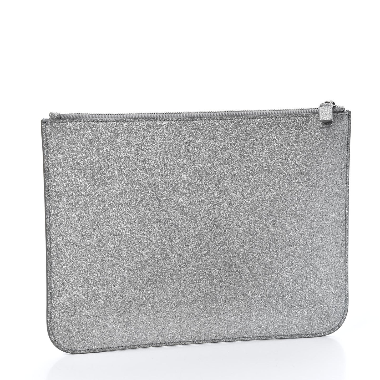 Glitter Calfskin Logo Everyday Pouch M Silver