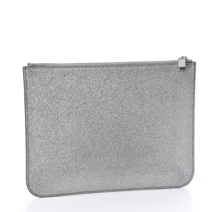 Balenciaga Glitter Calfskin Logo Everyday Pouch M Silver 2 of 7