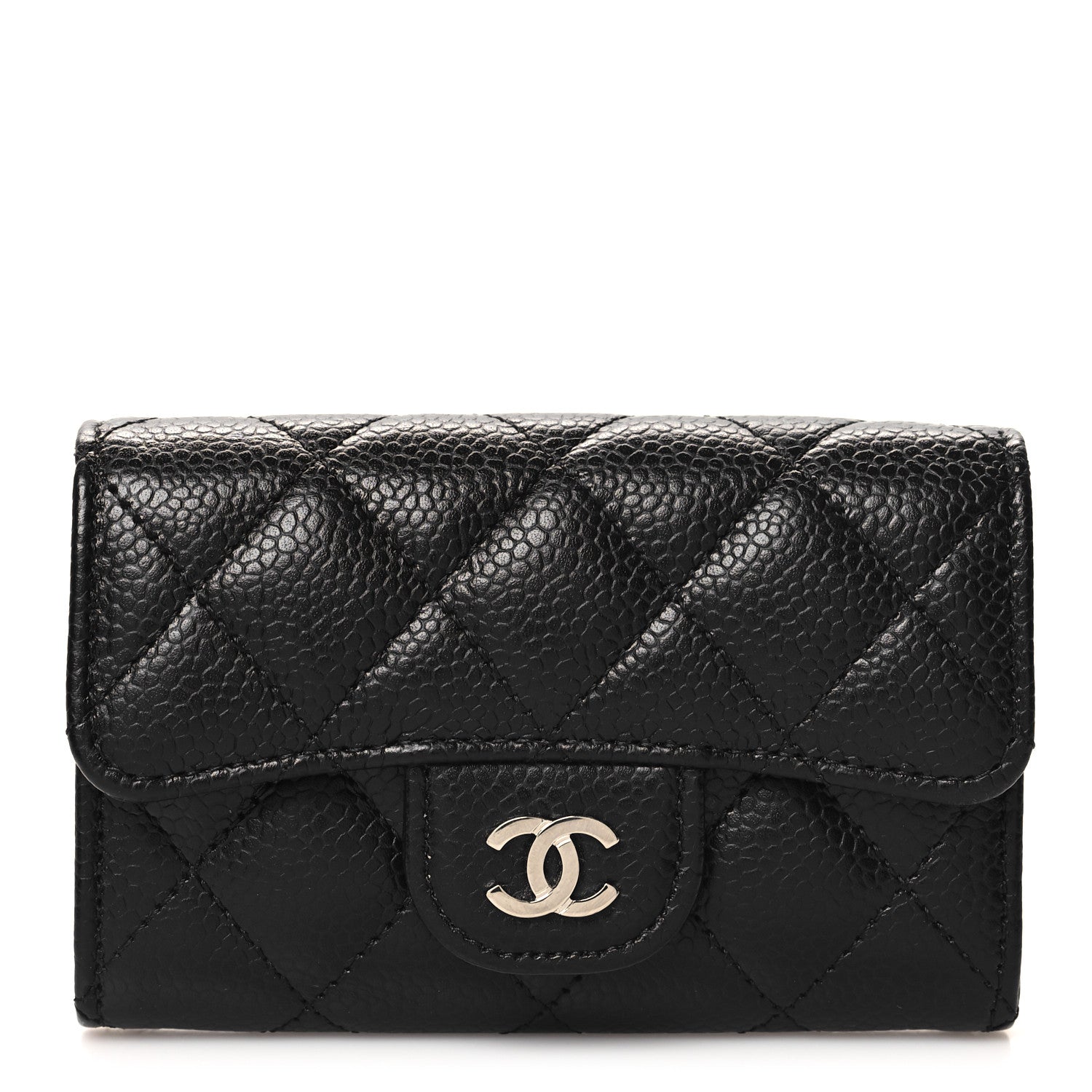 Chanel Caviar Quilted Flap Card Holder Wallet Black 1 of 9