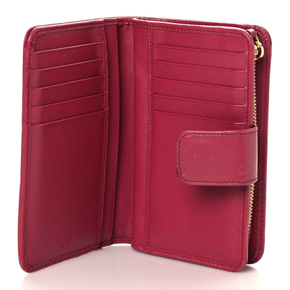 Prada Saffiano Metal Compact Wallet Peonia 5 of 7