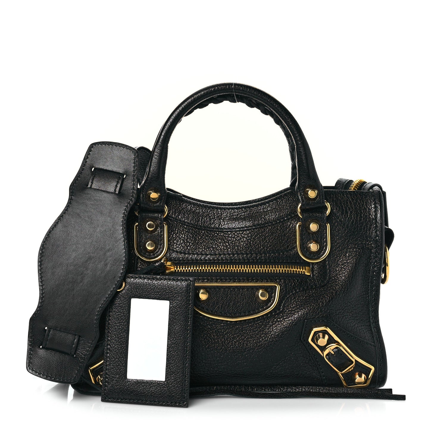 Chevre Gold Metallic Edge Hardware Mini City Black