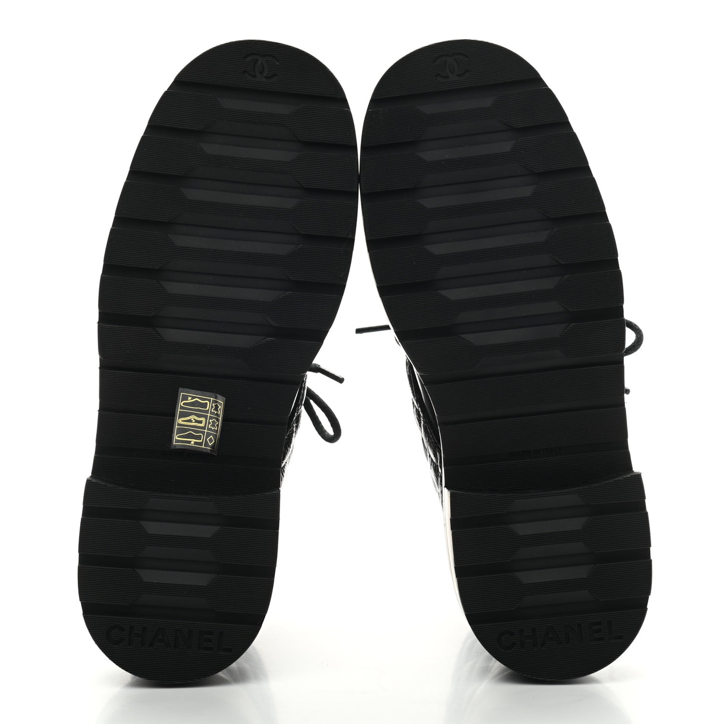 Shiny Calfskin Quilted Lace Up Combat Boots 36 Black