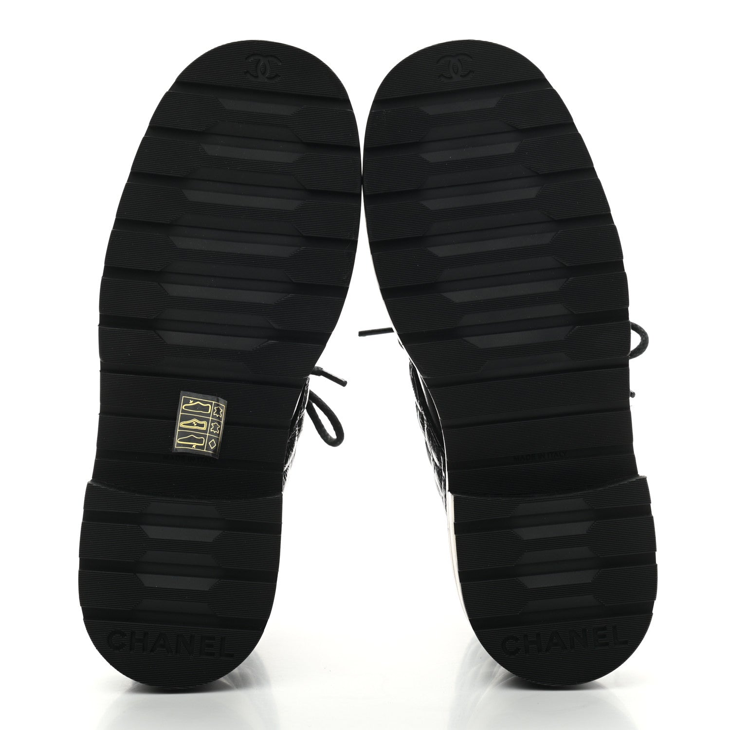 Chanel Shiny Calfskin Quilted Lace Up Combat Boots 36 Black 5 of 7