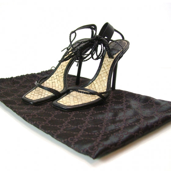 Gucci Leather Lace Up Heels 7 Black 4 of 7