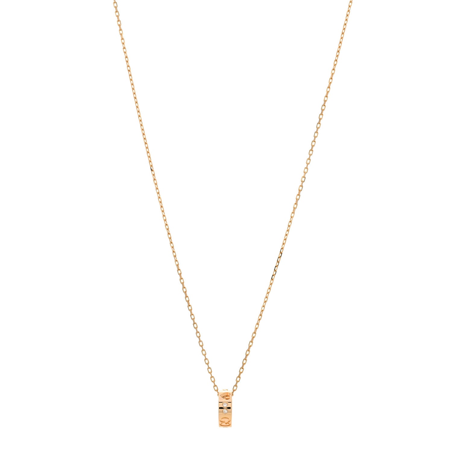 Gucci 18K Rose Gold Diamond Icon Amore Pendant Necklace 1 of 3