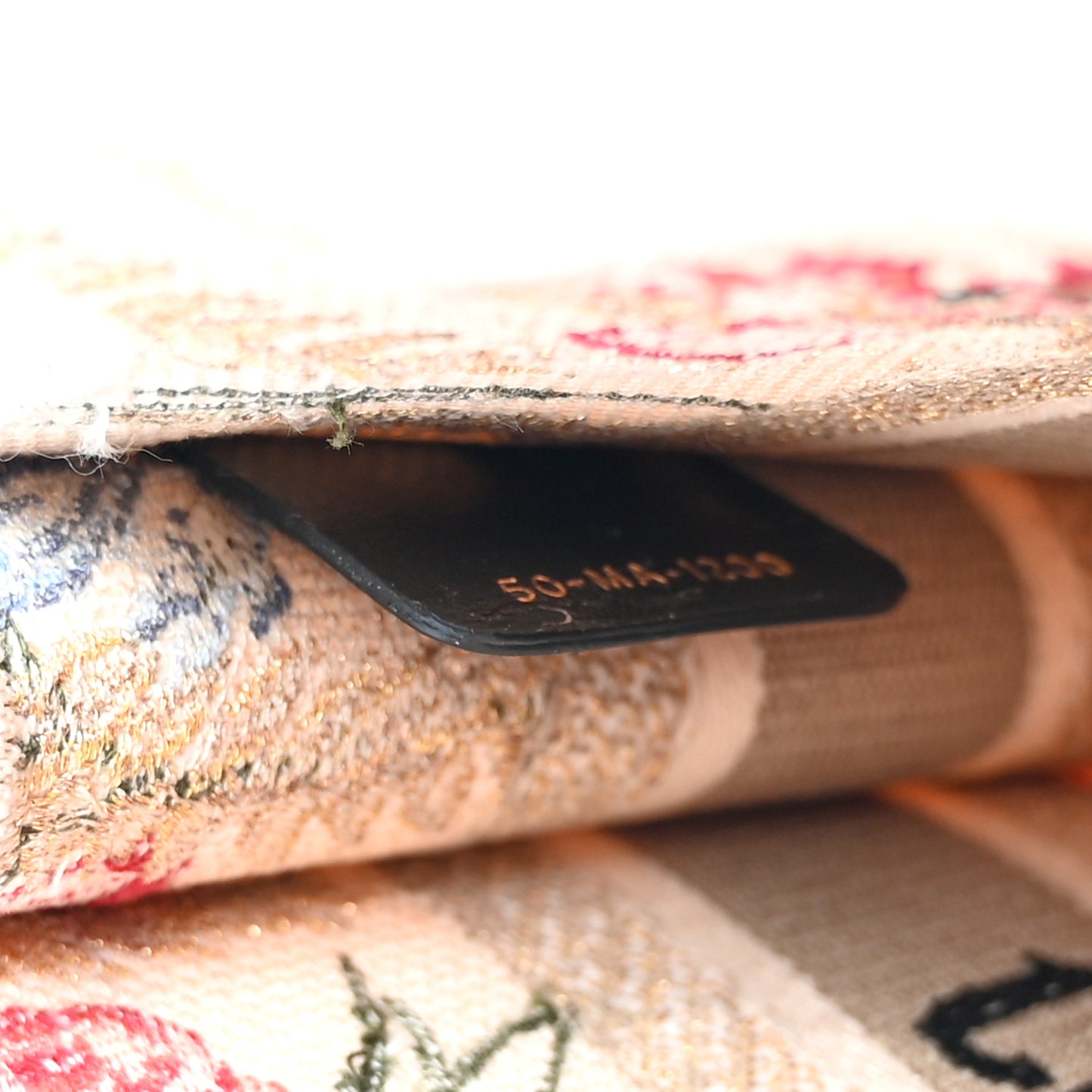Canvas Embroidered Hibiscus Printed Mini Book Tote Beige Multicolor