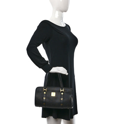 MCM Calfskin Studded Barrel Bag Black 2 of 8