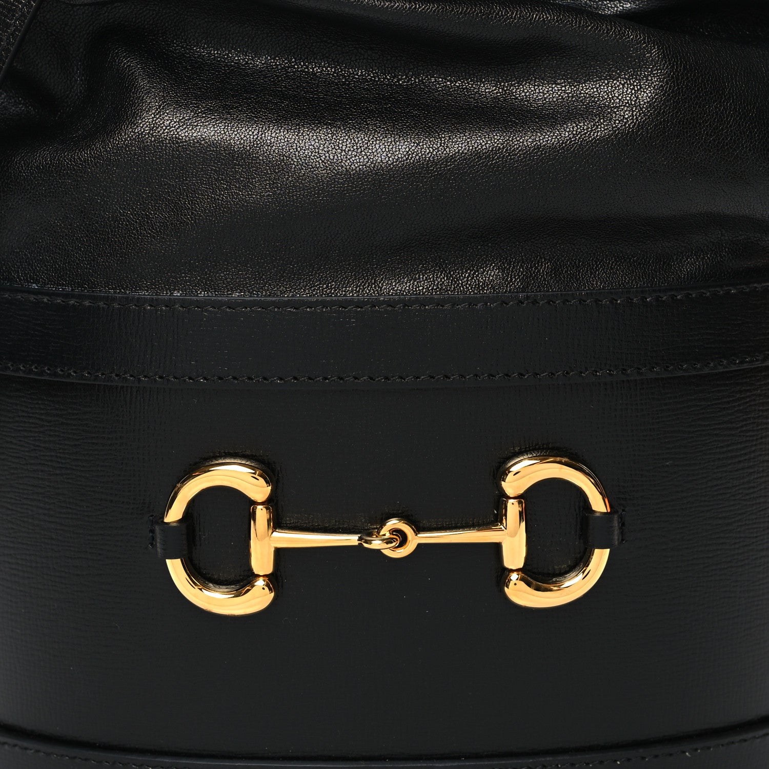 Gucci Azalea Sakai Calfskin Horsebit 1955 Drawstring Bucket Bag Black 9 of 12