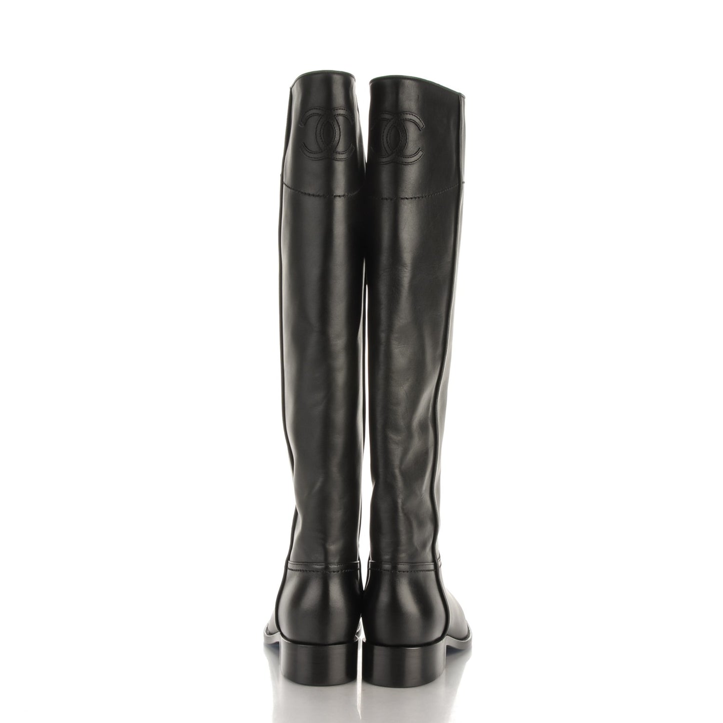 Calfskin Ascot Knee High CC Boots 35 Black
