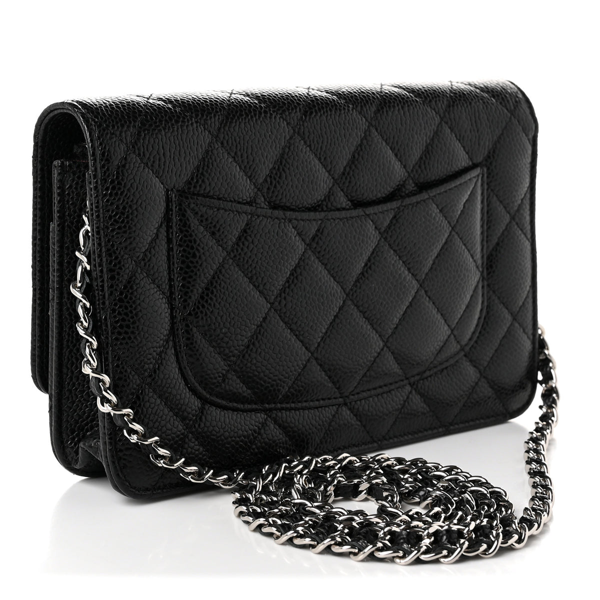 Caviar Quilted Wallet on Chain WOC Black