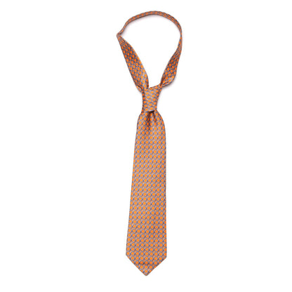 Hermes Mens Printed Silk Cinquante Neuf Neck Tie in Orange Ciel 1 of 6
