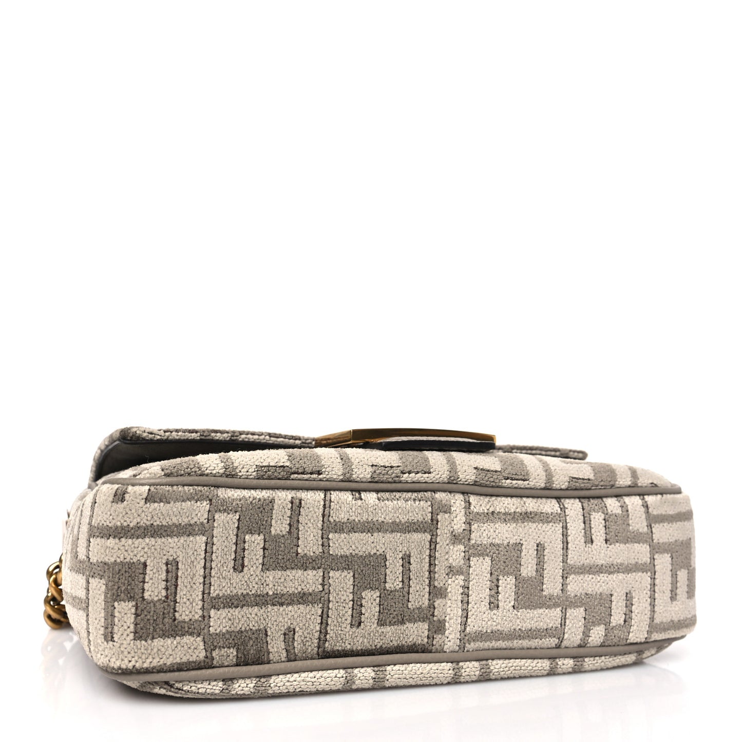 Chenille Vitello Seta FF Midi Chain Baguette Tortora
