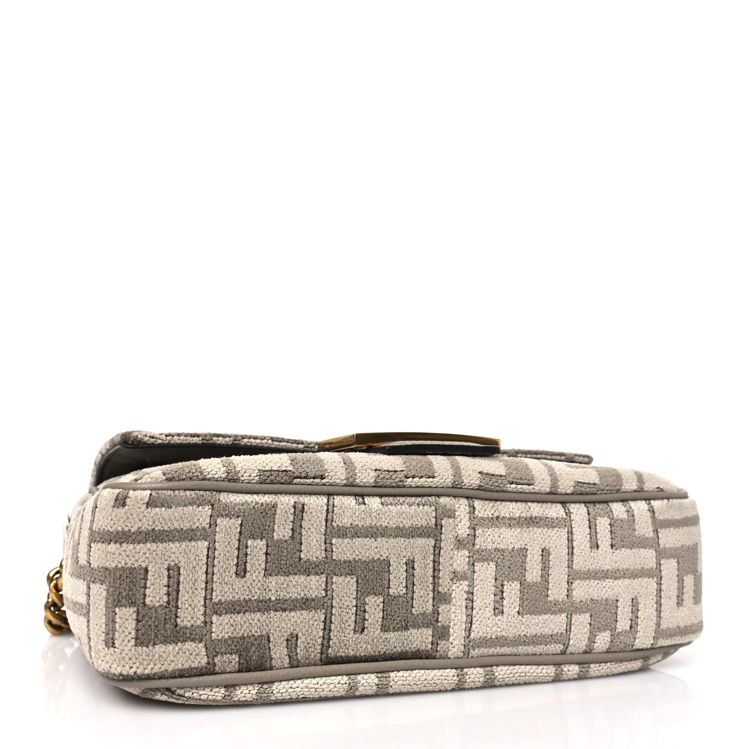 Fendi Chenille Vitello Seta FF Midi Chain Baguette Tortora 4 of 10