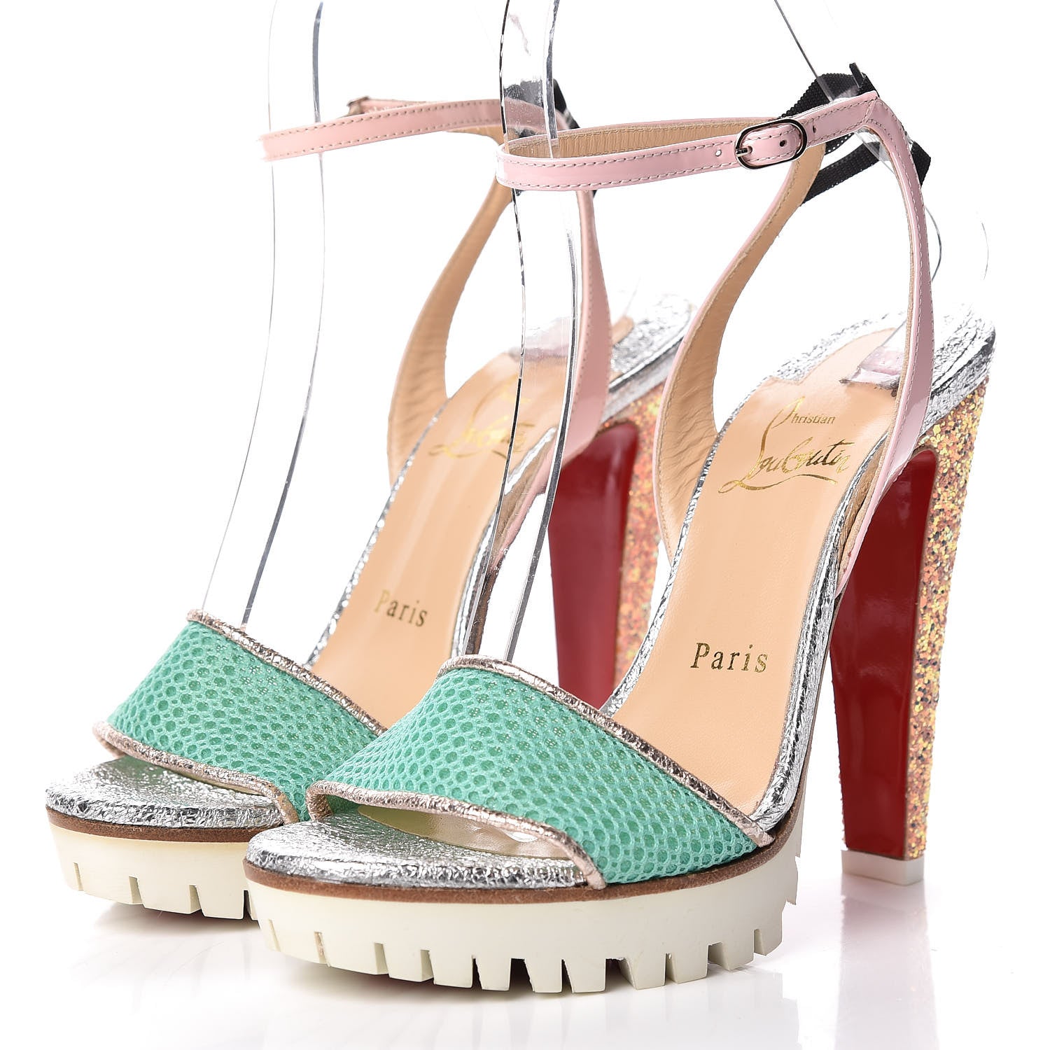 Christian Louboutin Mesh Patent Volumetric 120 Sandals 35.5 Opal 3 of 7