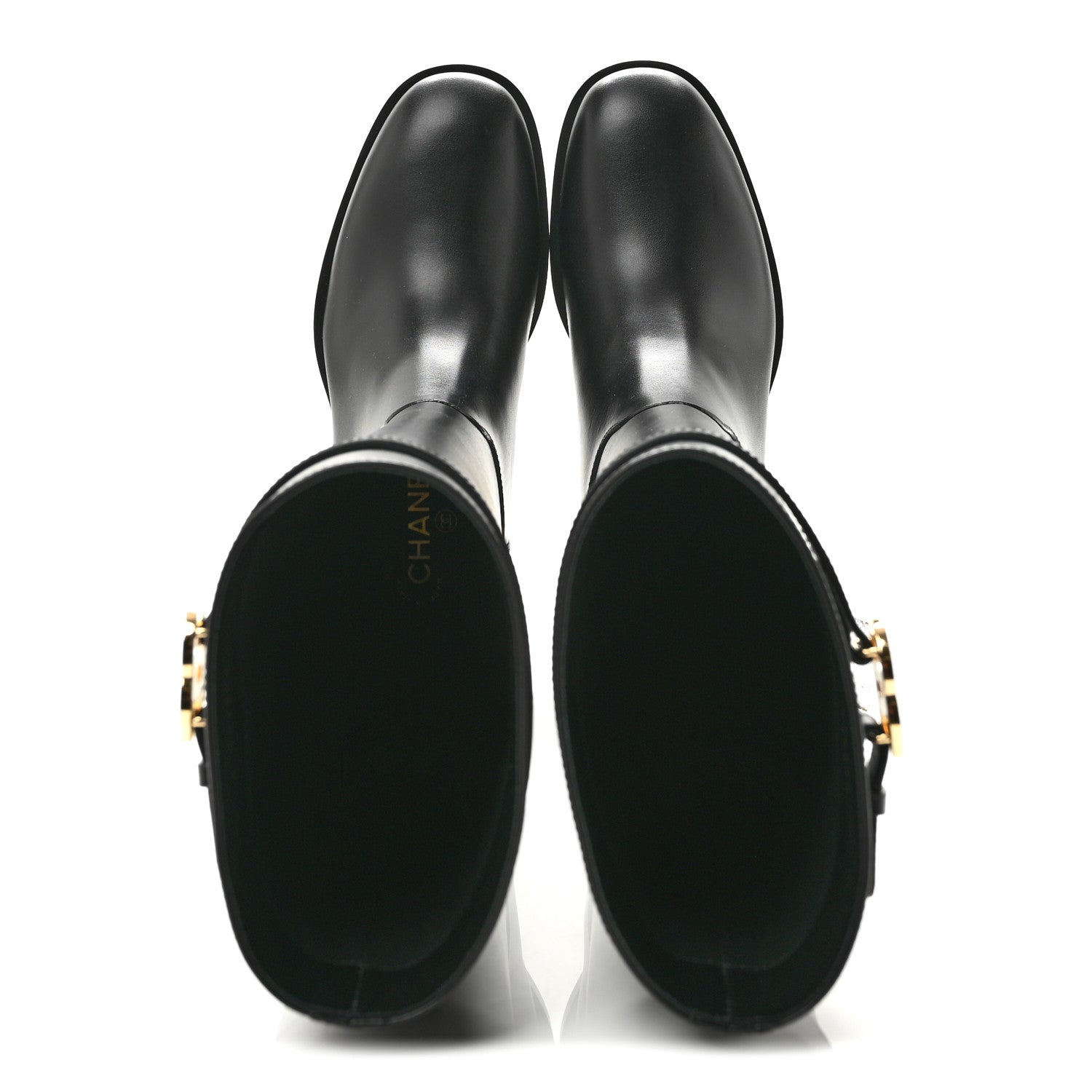 Chanel Calfskin CC Buckle High Boots 38 Black 2 of 9