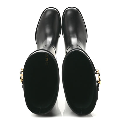 Chanel Calfskin CC Buckle High Boots 38 Black 2 of 9
