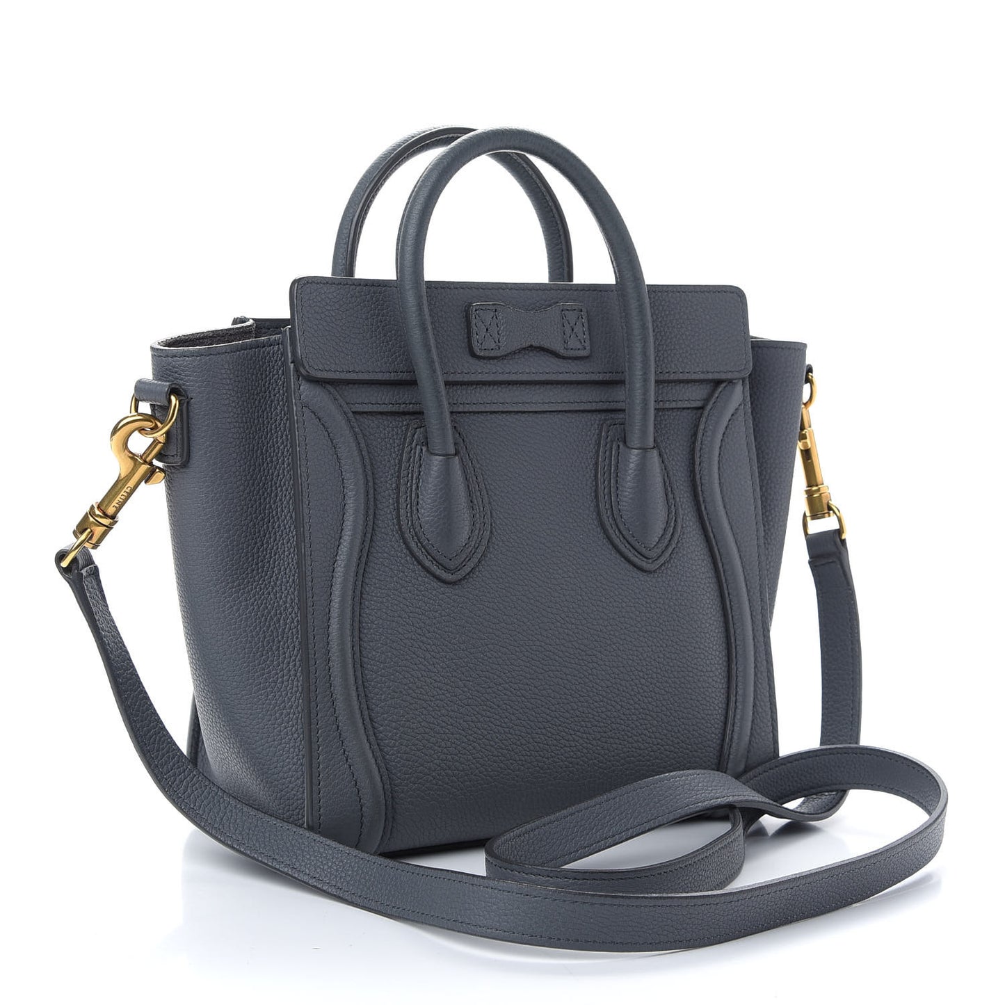 Drummed Calfskin Nano Luggage Kohl