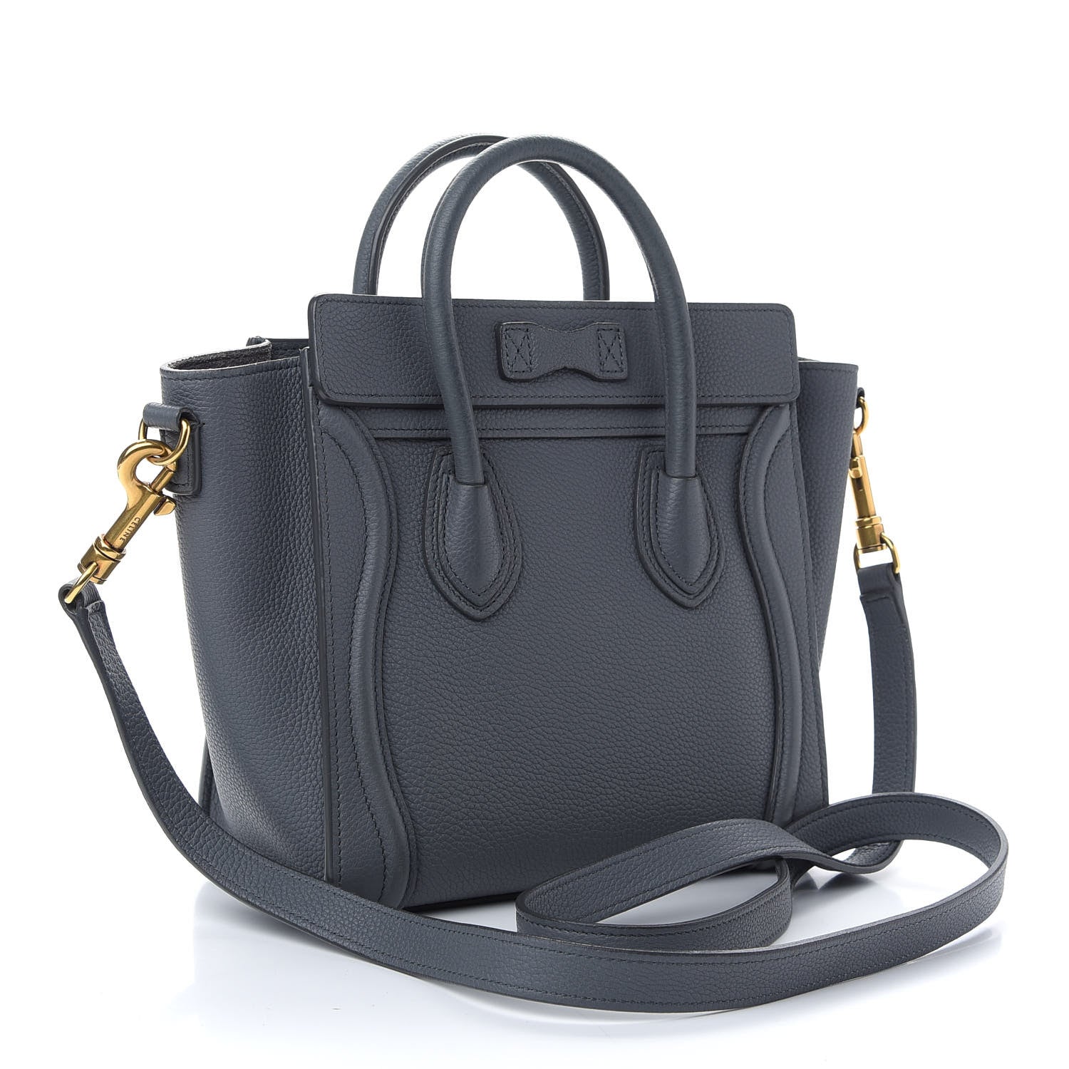 Celine Drummed Calfskin Nano Luggage Kohl 2 of 8