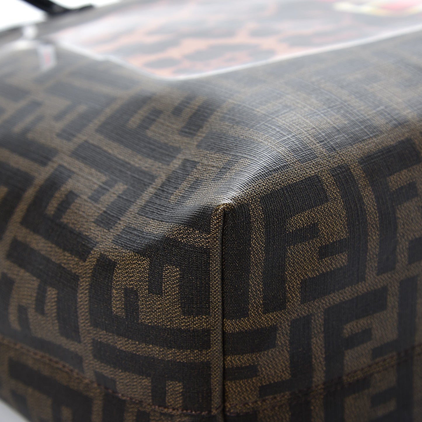Zucca Spalmati Patent Baguette Print Medium Roll Tote Tobacco