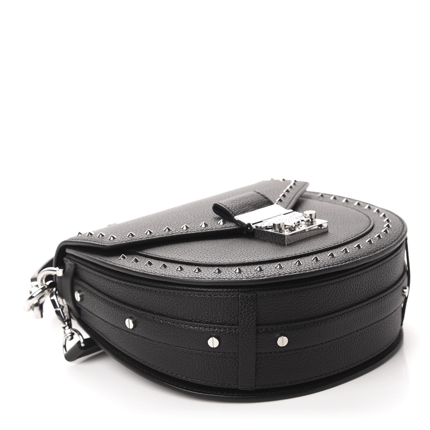 Grained Calfskin Small Patricia Studded Crossbody Bag Black