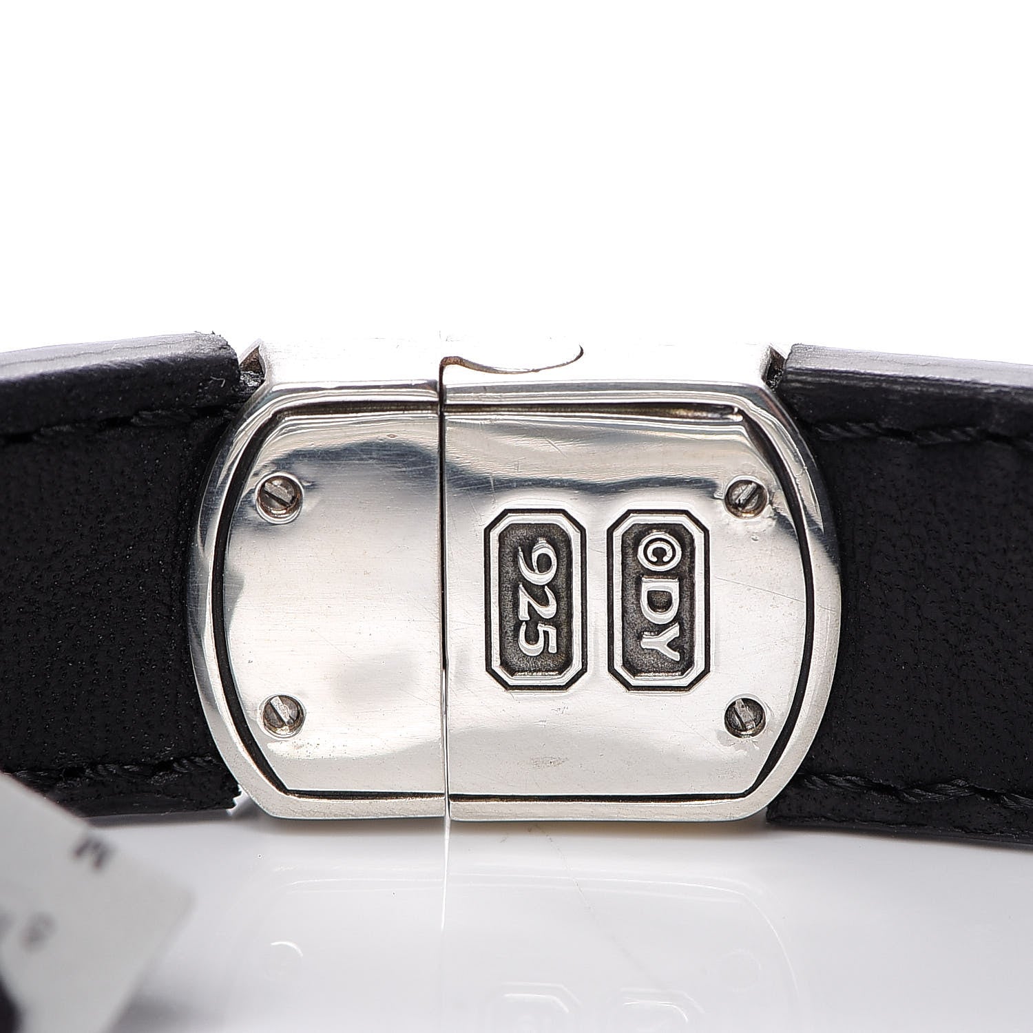 David Yurman Sterling Silver Leather Mens Cable ID Bracelet Black 4 of 4