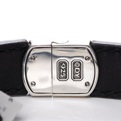 David Yurman Sterling Silver Leather Mens Cable ID Bracelet Black 4 of 4